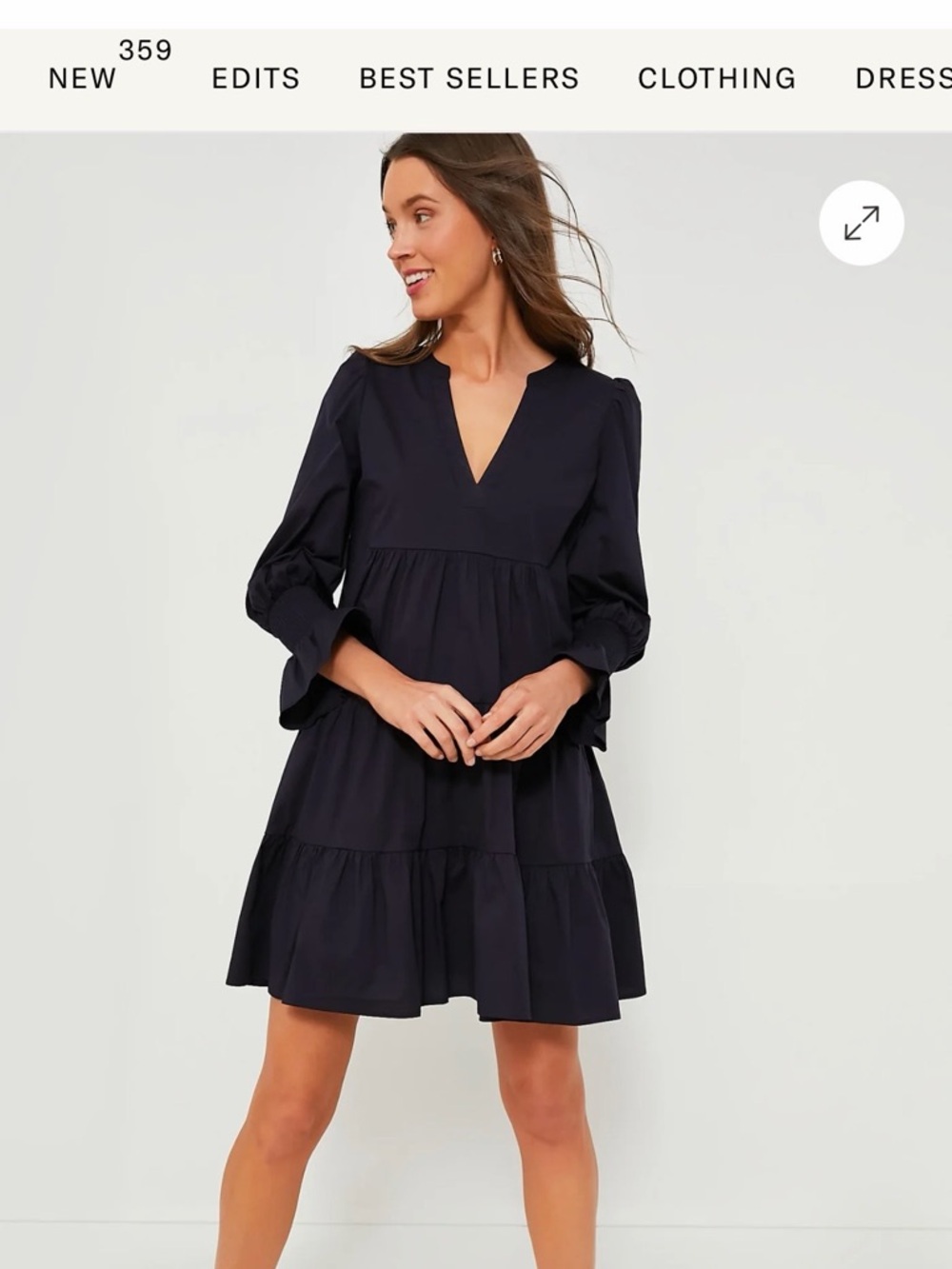 Pomander Place (Tuckernuck) Navy Tiered V-Neck Babydoll Dress